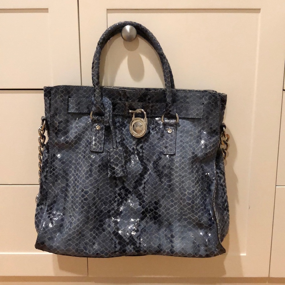 Michael Kors Blue Snakeskin Satchel
